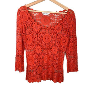 LINGADORE  Orange Crocheted Sweater